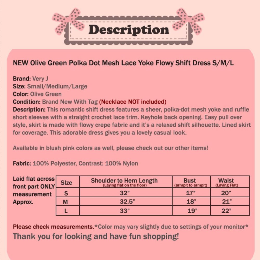 Olive Green Polka Dot Mesh Yoke Ruffle Shift Dress - Picture 8 of 8